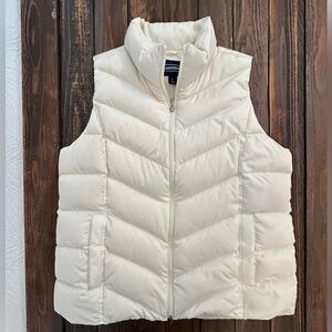 LANDS’END Women's Off-White Puffer Jacket Like New- Large